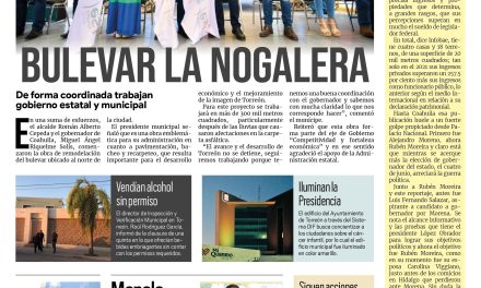 Portada Región Lagunera [27 de septiembre de 2022] Román Cepeda y MARS rehabilitan bulevar La Nogalera de Torreón; Intensifican acciones de bacheo en Torreón; y más…
