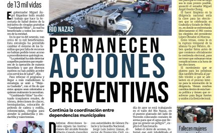 Portada Región Lagunera [11 de septiembre de 2022] Permanecen acciones preventivas en río Nazas; Realizan acciones de fumigación en colonias de Torreón; y más…