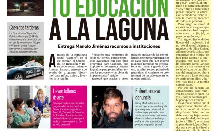 Portada Región Lagunera [12 de septiembre de 2022] Llega Mejora Tu Educación a La Laguna; Cierran más vialidades y más…