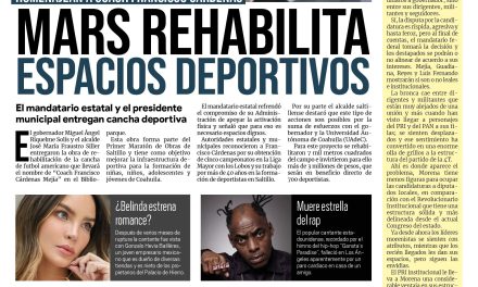 Portada RCG MEDIA [29 de septiembre de 2022] MARS rehabilita espacios deportivos; Es mi prioridad un Coahuila seguro: MARS; y más…