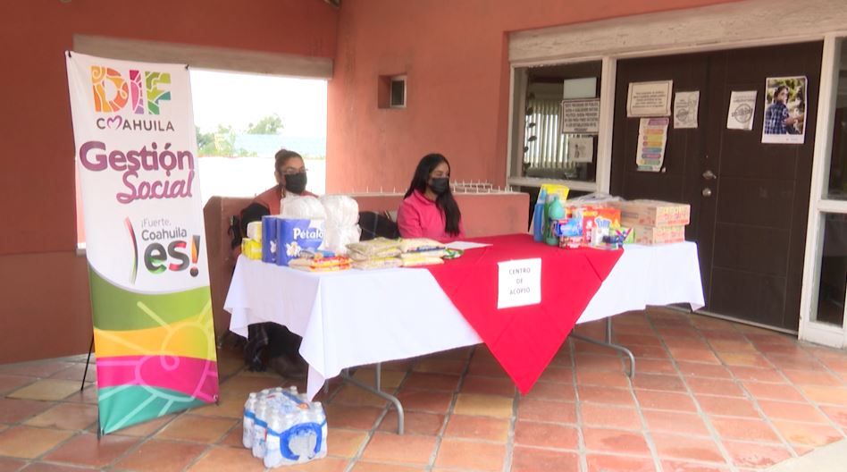 DIF estatal instala centro de acopio para donación de víveres a Múzquiz y Matamoros