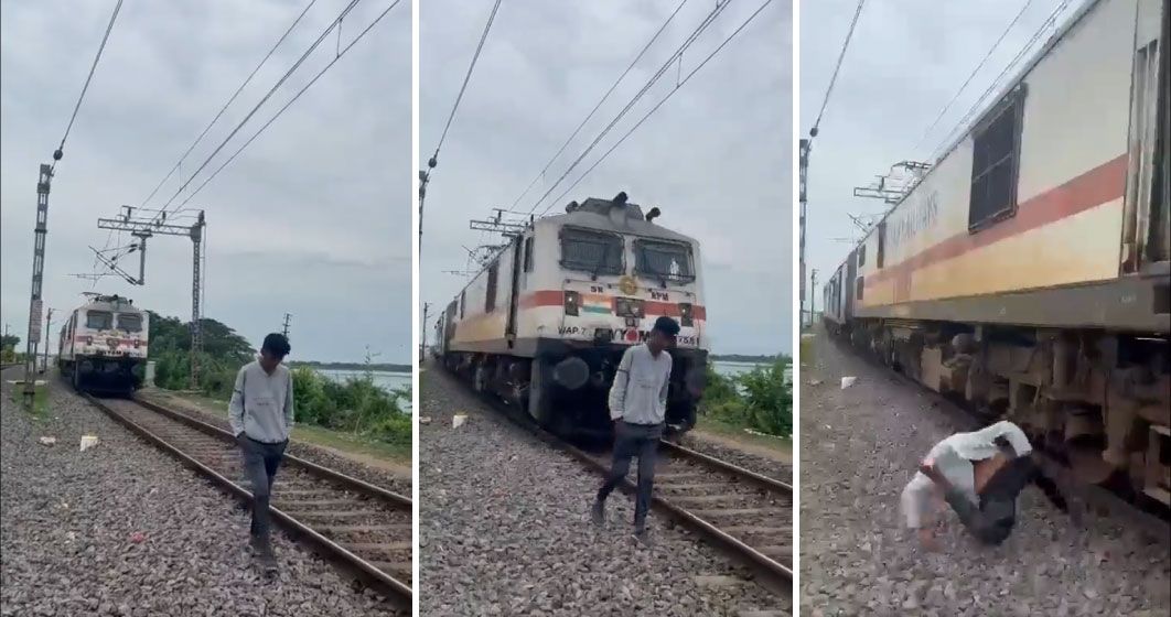 Joven graba clip cerca del tren, no calcula distancia y termina embestido, en la India (video)