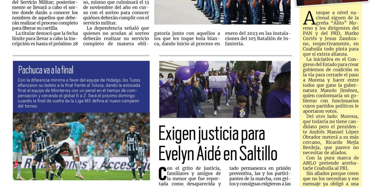 Portada Región Centro [24 de octubre de 2022] Llaman a cumplir con Servicio Militar; Lleva DIF orientación alimentaria y más…