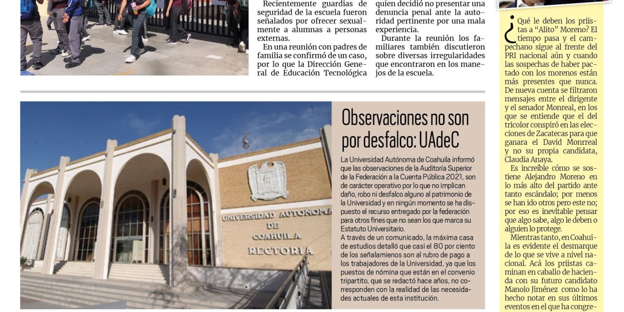 Portada Región Centro [30 de octubre de 2022] Callan ante trata de blancas en CBTis; Estamos listos para celebrar Día de Muertos y más….