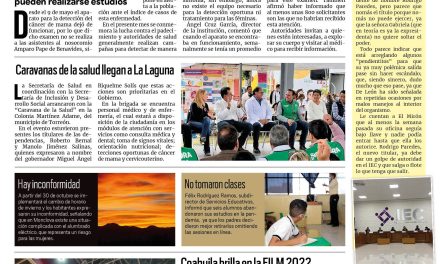 Portada Región Centro [9 de octubre de 2022] Hospital General de Monclova sin mastografías; Regresan alumnos a las aulas tras sospechas de brote; y más…