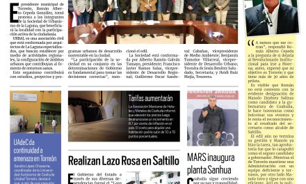 Portada Región Lagunera [20 de octubre de 2022] Torreón trabaja a entornos urbanos; Dependencias de Torreón se unen en beneficio de mujeres; y más…