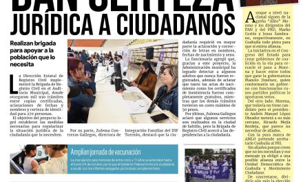 Portada Región Lagunera [24 de octubre de 2022] Dan certeza jurídica a ciudadanos; Lleva DIF orientación alimentaria y más…
