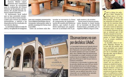 Portada Región Lagunera [30 de octubre de 2022] Avanza Primer Informe de Gobierno; Estamos listos para celebrar Día de Muertos; MARS