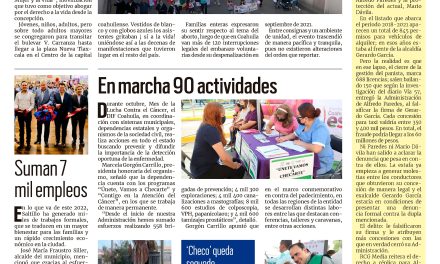 Portada RCG MEDIA [10 de octubre de 2022] Marchan cientos de saltillenses; En marcha 90 actividades y más…