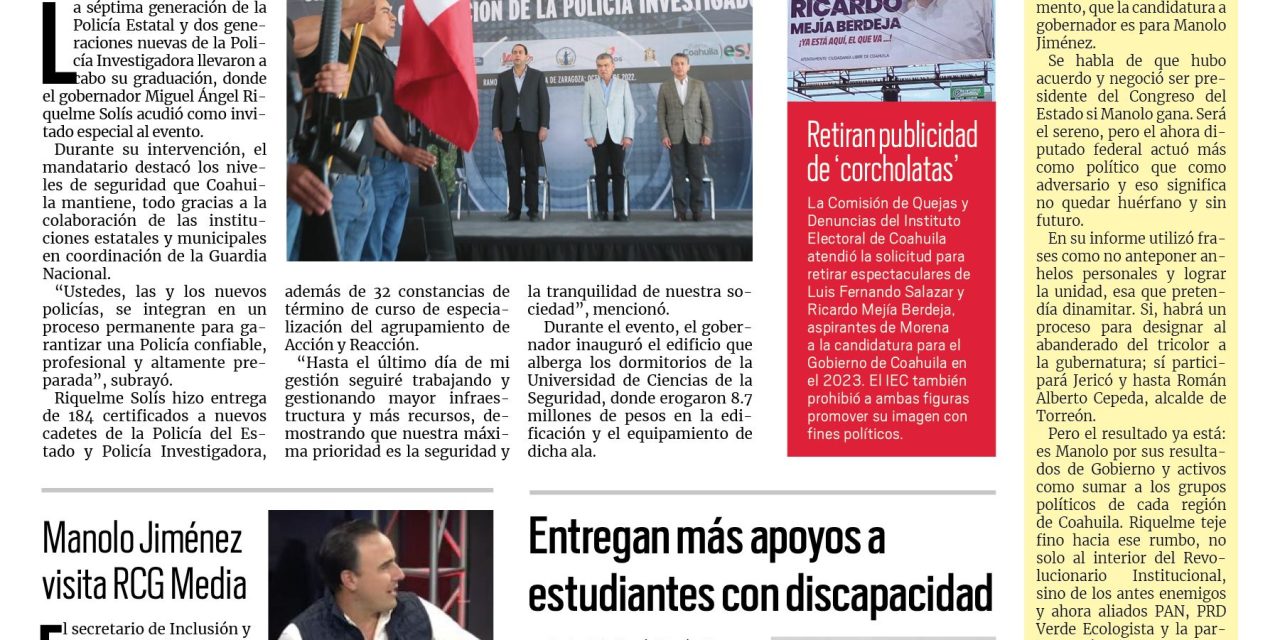 Portada RCG MEDIA [26 de octubre de 2022] MARS reitera su compromiso con la seguridad ; Manolo Jiménez visitó ‘En la Mira’; y más…
