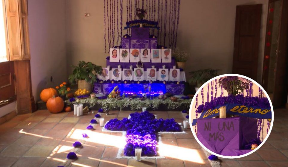 ‘Ni una más’: Altar recuerda a víctimas de feminicidio en Coahuila, en la librería Monsiváis