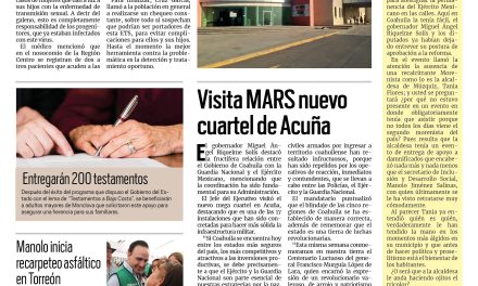 Portada Región Centro [5 de noviembre de 2022] Alarma por recién nacidos con sífilis en Monclova; Visitan nuevo cuartel de Acuña y más…