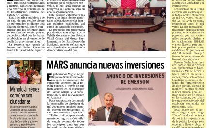 Portada Región Centro [9 de noviembre de 2022] Aprueban en Coahuila Gobierno de coalición; Congelan cuentas por fraude en AHMSA y más…