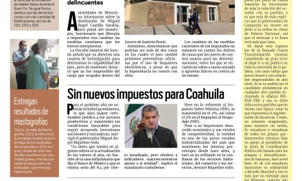 Portada Región Centro [12 de noviembre de 2022] Juez de Monclova es destituido; Sin nuevos impuestos para Coahuila y más…