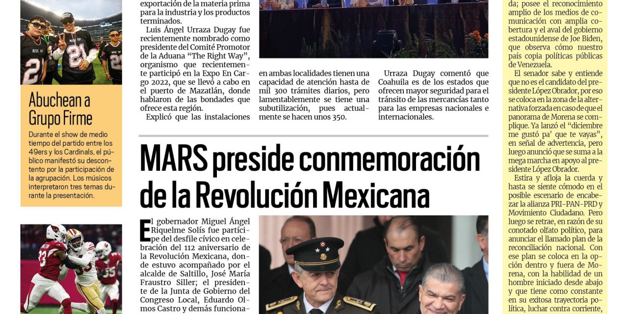 Portada Región Fronteriza [22 de noviembre de 2022] Promueven la Aduana Acuña-Del Río; Llegan más franquicias al municipio  y más…