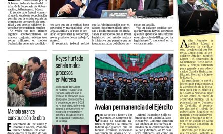 Portada RCG MEDIA [2 de noviembre de 2022] Destaca Coahuila por su Seguridad: Segob; Coahuila avala permanencia de Ejército en las calles; y más….