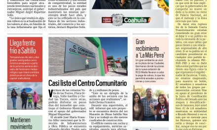 Portada RCG MEDIA [12 de noviembre de 2022] Sin nuevos impuestos para Coahuila en 2023; Casi listo el Centro Comunitario y más…