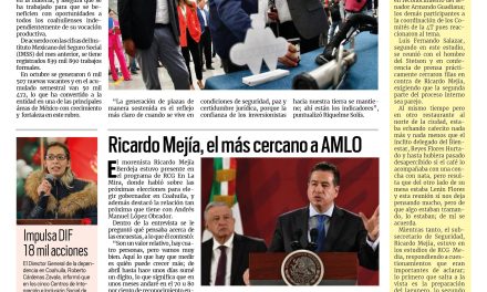 Portada RCG MEDIA [19 de noviembre de 2022] Se consolida estado en formalidad laboral; Ricardo Mejía, el más cercano a AMLO y más…