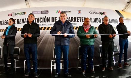Entrega MARS rehabilitación de carretera en Matamoros
