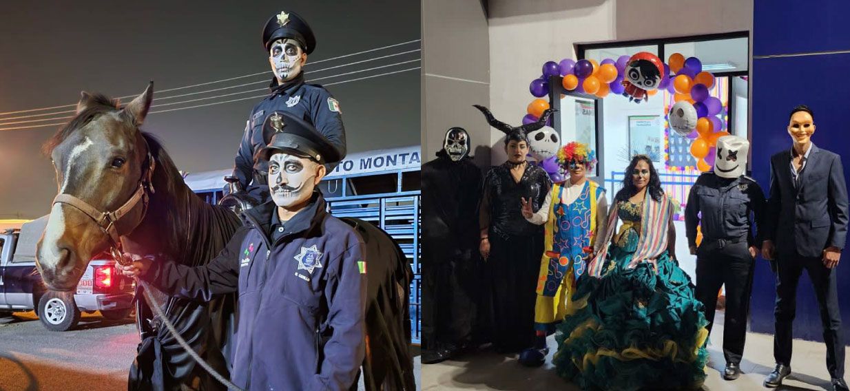 En la Comisaría de Seguridad de Saltillo se disfrazaron, montaron altar y regalaron dulces en Halloween