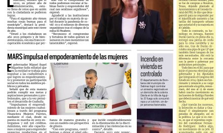 Portada Región Carbonífera [31 de diciembre de 2022] Seguiremos juntos por Sabinas: alcaldesa; Al cereso, agresores son procesados por ataque a joven en Múzquiz; y más…