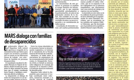 Portada Región Fronteriza [18 de diciembre de 2022] Concluye año con 87 mdp en pavimentación en Acuña; Jornada extraordinaria: Cierra vacunación contra el coronavirus; y más…