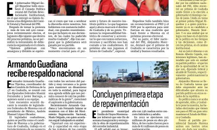 Portada Región Fronteriza [22 de diciembre de 2022] Se toparán con pared en Coahuila: MARS; concluyen primera etapa de repavimentación  y más…