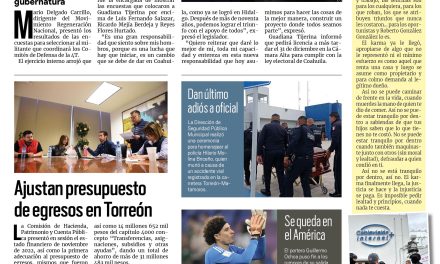 Portada Región Lagunera[13 de diciembre de 2022] Guadiana será coordinador de comités; Torreón atiende a la juventud y más…