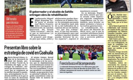 Portada RCG Media [15 de diciembre de 2022] Coahuila genera espacios deportivos de calidad; presentan libro sobre la estrategia de covid en Coahuila y más…