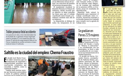 Portada RCG Media [18 de diciembre de 2022] MARS dialoga con familias de desaparecidos, reitera compromiso; Saltillo es la ciudad del empleo: Chema Fraustro; y más…