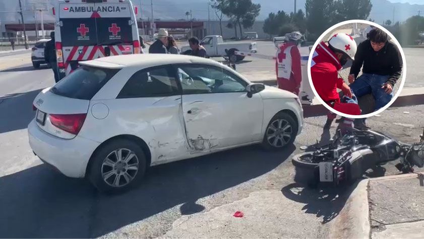 Saltillo: Motociclista se estampa contra vehículo en bulevar Centenario de Torreón