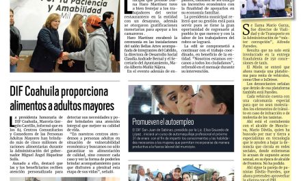 Portada Región Carbonífera [23 de enero de 2023] Celebra alcaldesa a los meseros; DIF Coahuila brinda alimentos a adultos mayores y más….