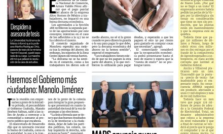 Portada Región Centro [19 de enero de 2023] Pega al comercio falta de pago; avalan aumento salarial a policías de Monclova y más…
