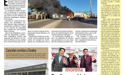 Portada Región Laguna [6 de enero de 2023] Detienen a Ovidio ‘N’, hijo de ‘El Chapo’; instalan alumbrado en colonia Nuevo Torreón y más …