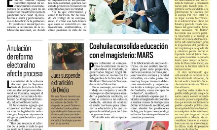 Portada Región Laguna [7 de enero de 2023] Alcalde reconoce a personal de enfermería; Coahuila consolida educación con el magisterio: MARS y más …