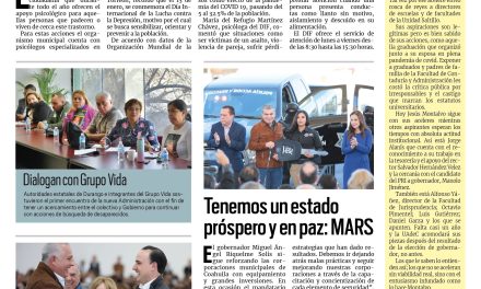 Portada Región Laguna [11 de enero de 2023] DIF Torreón brinda apoyo a personas con depresión; Desarrollan trabajos de rehabilitación en andador del Centro Histórico de Torreón; y más…
