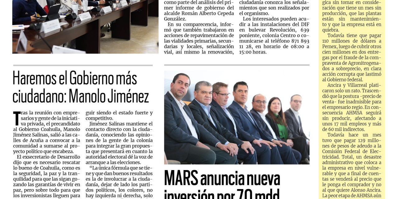 Portada Región Laguna [19 de enero de 2023] Cumplen con reparación de 27 mil baches anuales; DIF Torreón ofrece cursos y talleres y más…