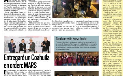 Portada Región Laguna [26 de enero de 2023] Protección Civil se mantiene alerta; clausuran centro nocturno en Torreón  y más…