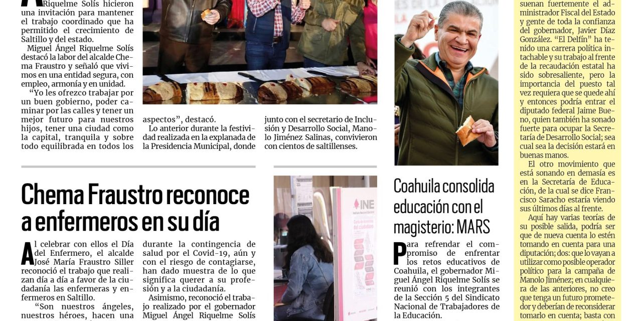 Portada RCG Media [7 de enero de 2023] Llaman ‘Chema’ y Riquelme a avanzar unidos; Chema Fraustro reconoce a enfermeros en su día  y más…