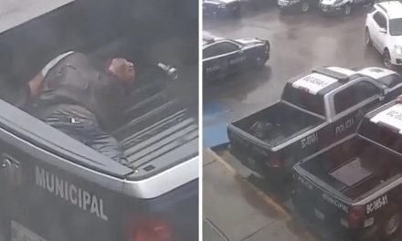 Policías de Tijuana abandonan bajo la lluvia a detenido en la caja de una patrulla (video)