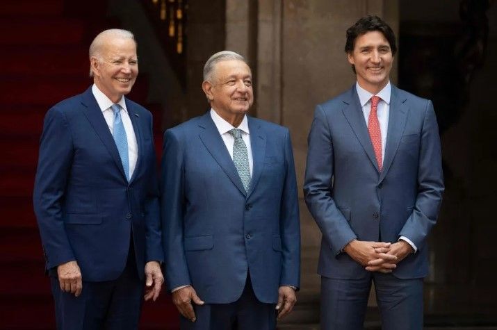 AMLO recibe a Biden y Trudeau en Palacio Nacional para iniciar Cumbre de Líderes de América del Norte