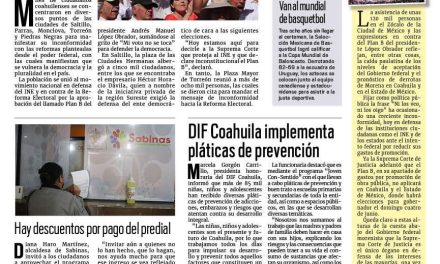 Portada RCG Carbonífera [27 de febrero de 2023] Marchan miles de coahuilenses a favor del INE; amagan con protesta mineros de Mimosa y más