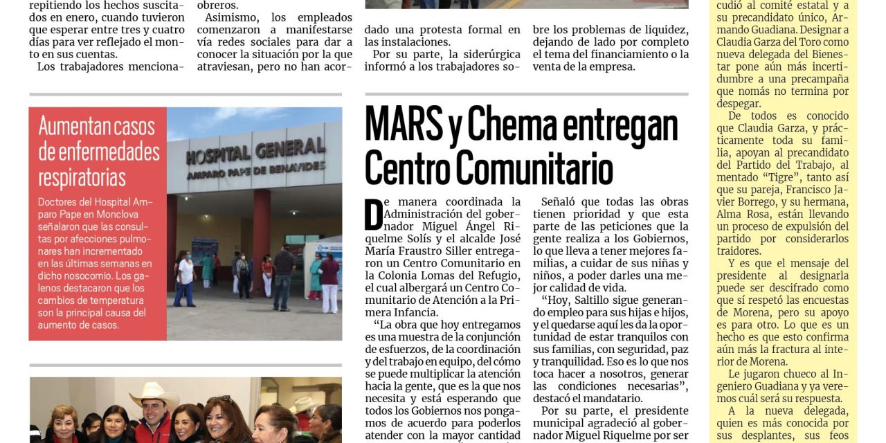 Portada Región Centro [4 de febrero de 2023] Exalcalde recupera su libertad; Reapertura de CERESO es urgente y más…