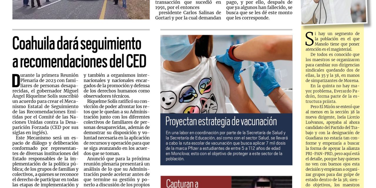 Portada Región Centro [19 de febrero de 2023] Extrabajadores de AHMSA bloquean carretera; se preparan los Acereros y más