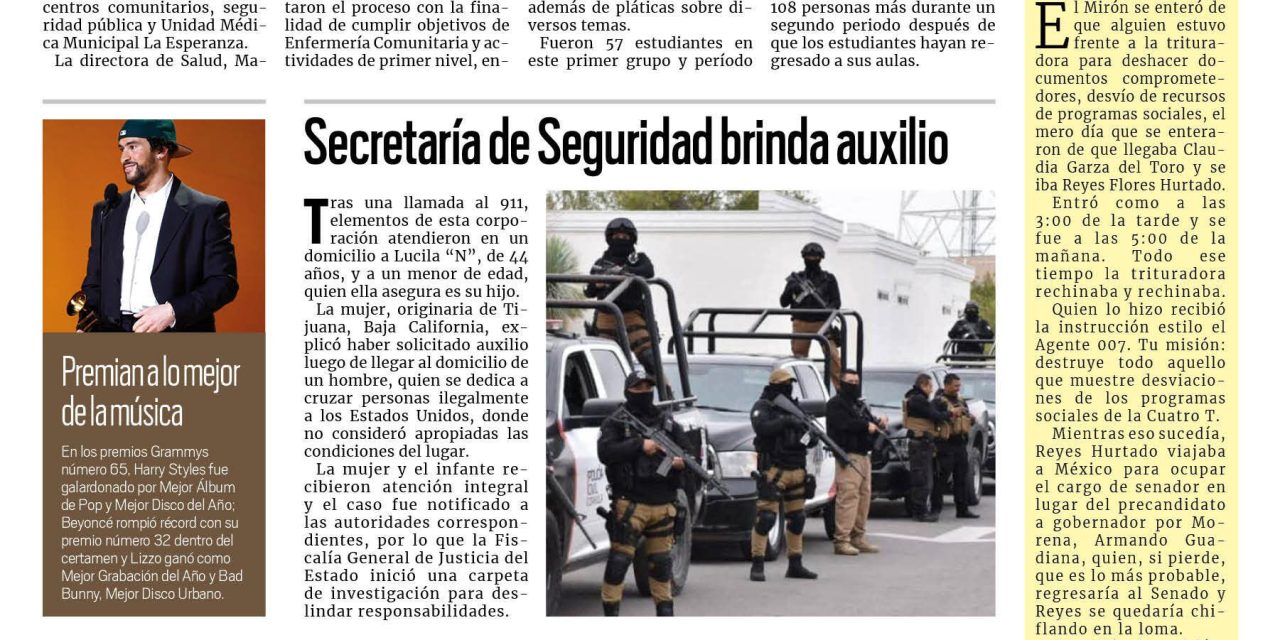 Portada Región Fronteriza [6 de febrero de 2023] Estudiantes ofrecen charlas sobre salud; Conmemoran el aniversario de la Constitución y más…