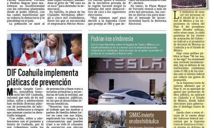 Portada RCG Fronteriza [27 de febrero de 2023] Marchan miles de coahuilenses a favor del INE; Integran Consejo Deportivo Municipal y más