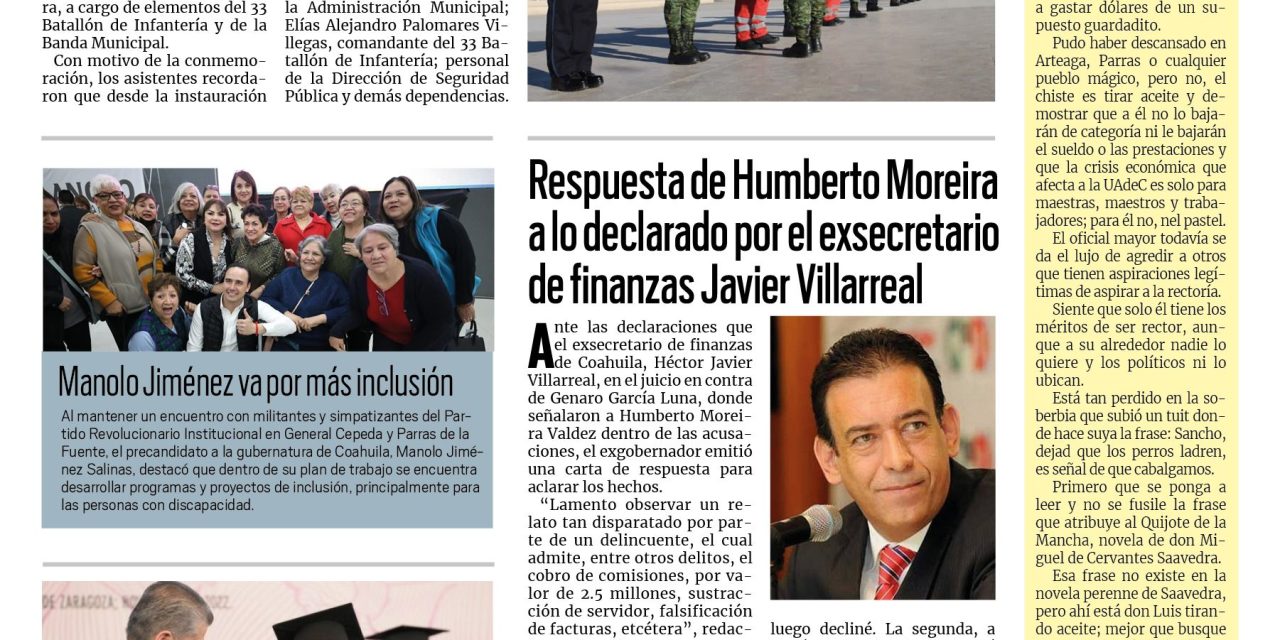 Portada Región Laguna [7 de febrero de 2023] Conmemoran 106 aniversario de la Constitución; ofrecen alimentos a bajo costo para estudiantes y más…
