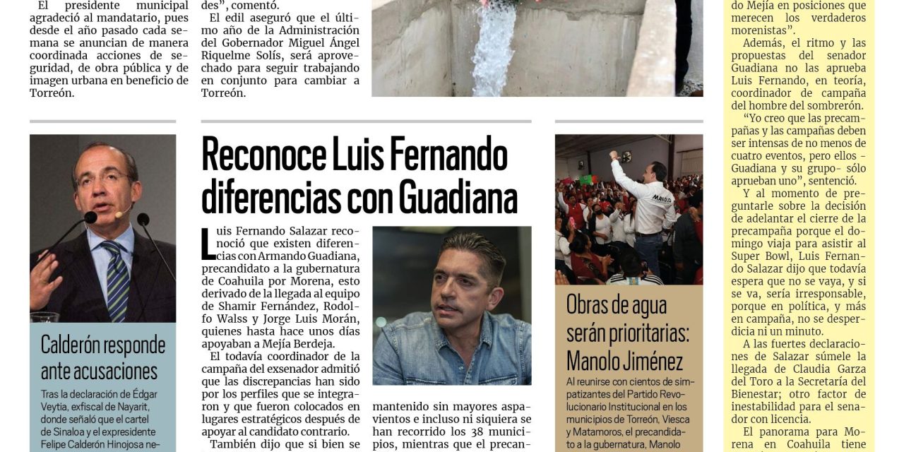 Portada Región Laguna [8 de febrero de 2023] Inauguran pozo de agua potable La Unión-Santa Fe; ofrecen servicios de detección de cáncer y más…