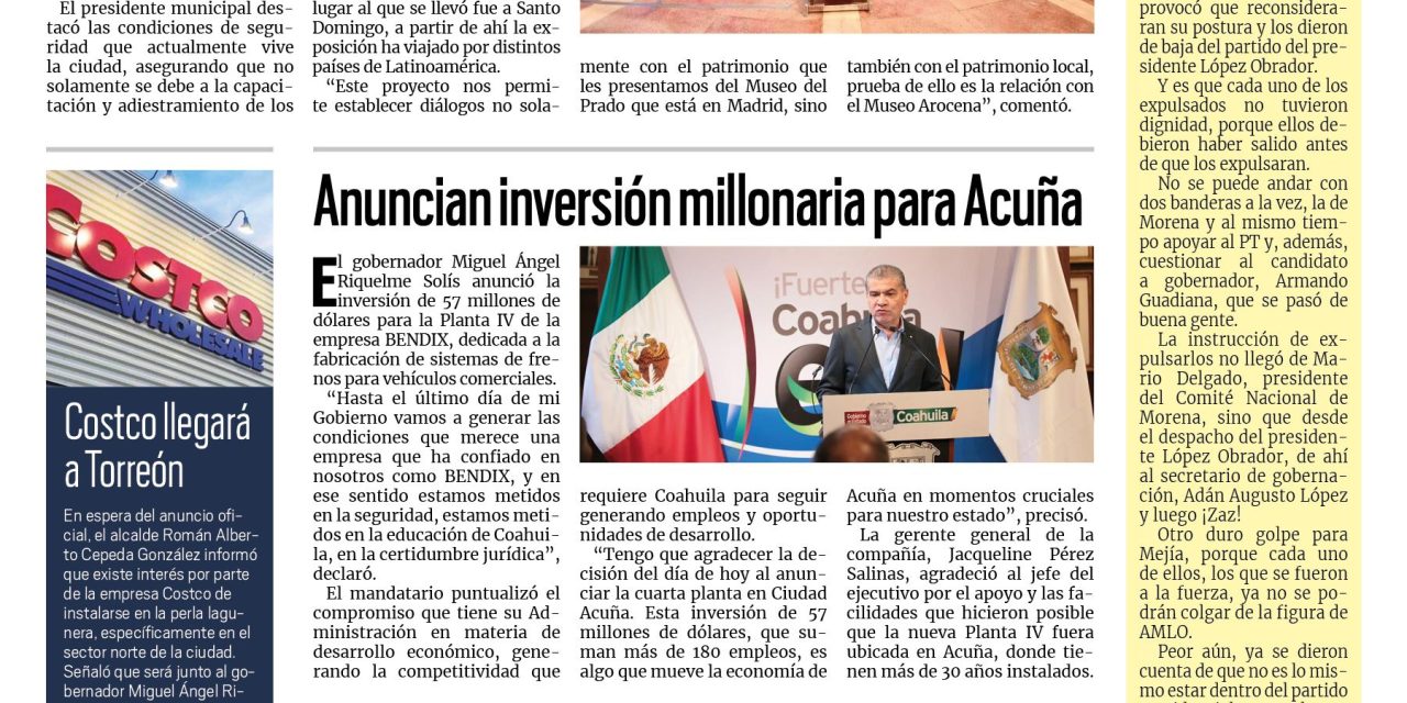 Portada RCG Laguna [16 de febrero de 2023] Inauguran exposición del Museo Nacional del Prado; buscan evitar problemas de salud bucal y más
