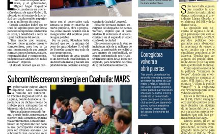 Portada RCG Lagunera [28 de febrero de 2023] Invierten 17 mdp en pozo de agua; llega empresa de telefonía a invertir 70 mdp a Torreón y más